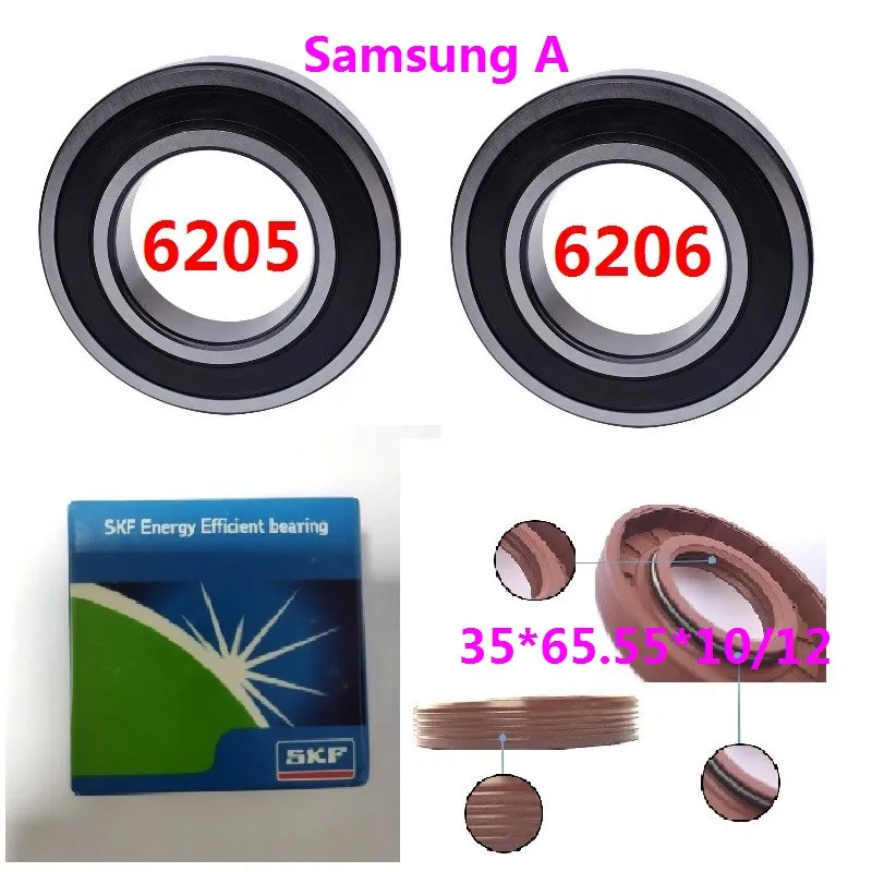 1 zestaw części do Samsung bęben pralka uszczelnienie wodne (35*65.55*10/12)+ łożyska 2 sztuk (6205 6206) uszczelka olejowa pierścień uszczelniający
