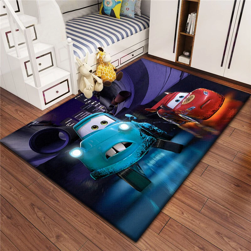 Tapis imprimé Cars Cartoon pour enfants, salon, chambre à coucher, sol, virus, cuisine, polymères de chambre d\'enfant