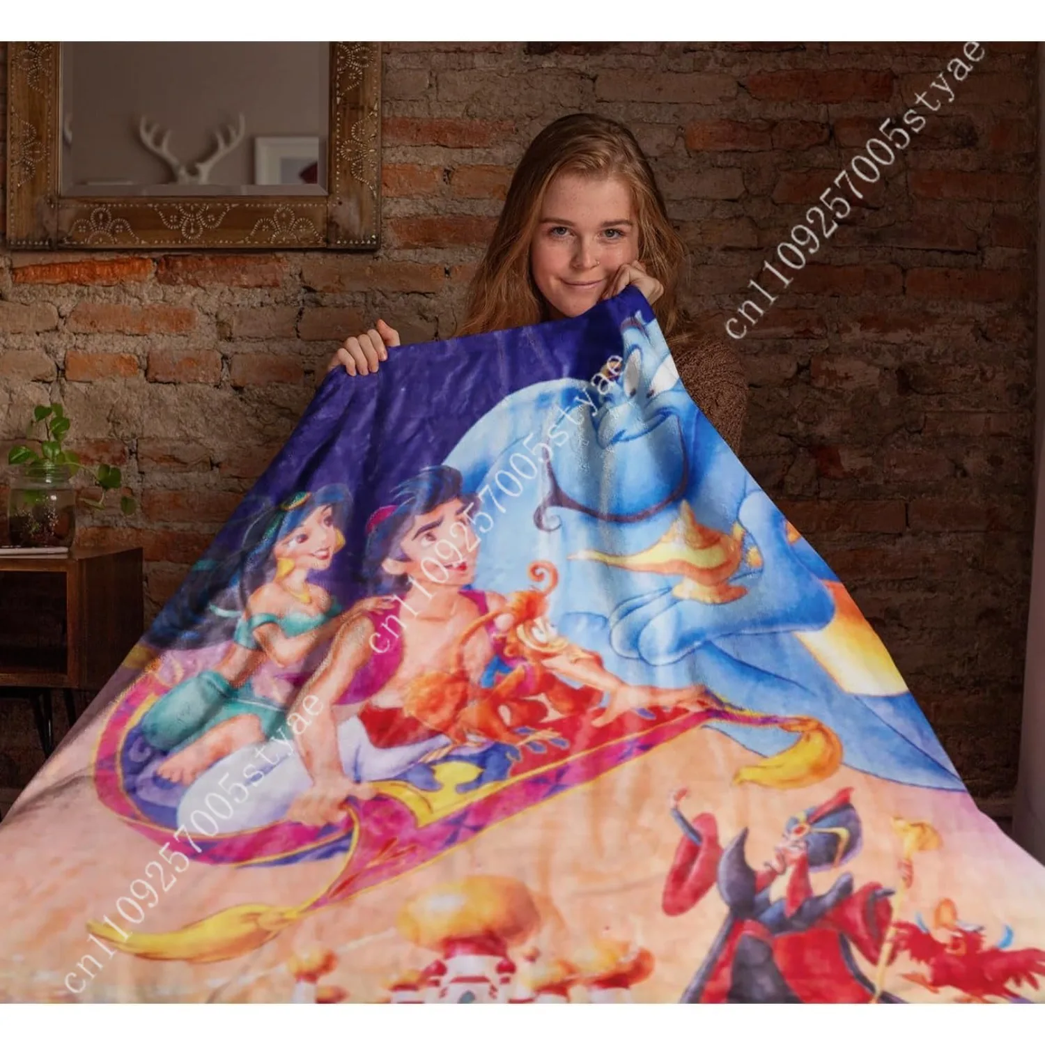 Disney Aladdin Decke Magic Carpet Ride Genie Jasmine Abu Jafar Iago Weicher Plüschüberwurf