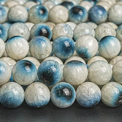 Natural Blue Ice Stone Beads Strands 6/8/10mm Round Loose Beads For Bracelet Necklace DIY Accessories 7.5''/15''