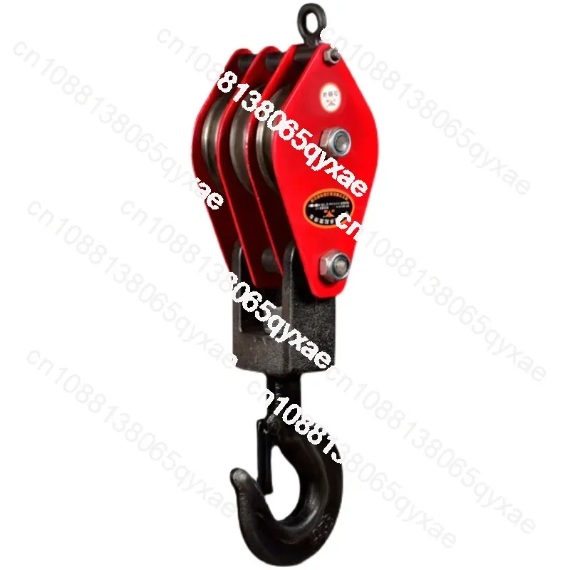 

Double Wheel Lifting Pulley Bearing Lifting Hook, Three Wheel Labor-saving Moving Pulley Group Lifting Ring, 5t Multi Wheel