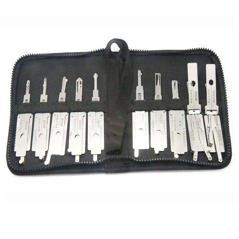 

Tools Asian 10PCS 2 In 1 Lock Pick And Decoder K9 MIT9 TOY48 HY16R HU87 HYN11 NSN14 TOY43R HON66 TOY12 Locksmith Tool