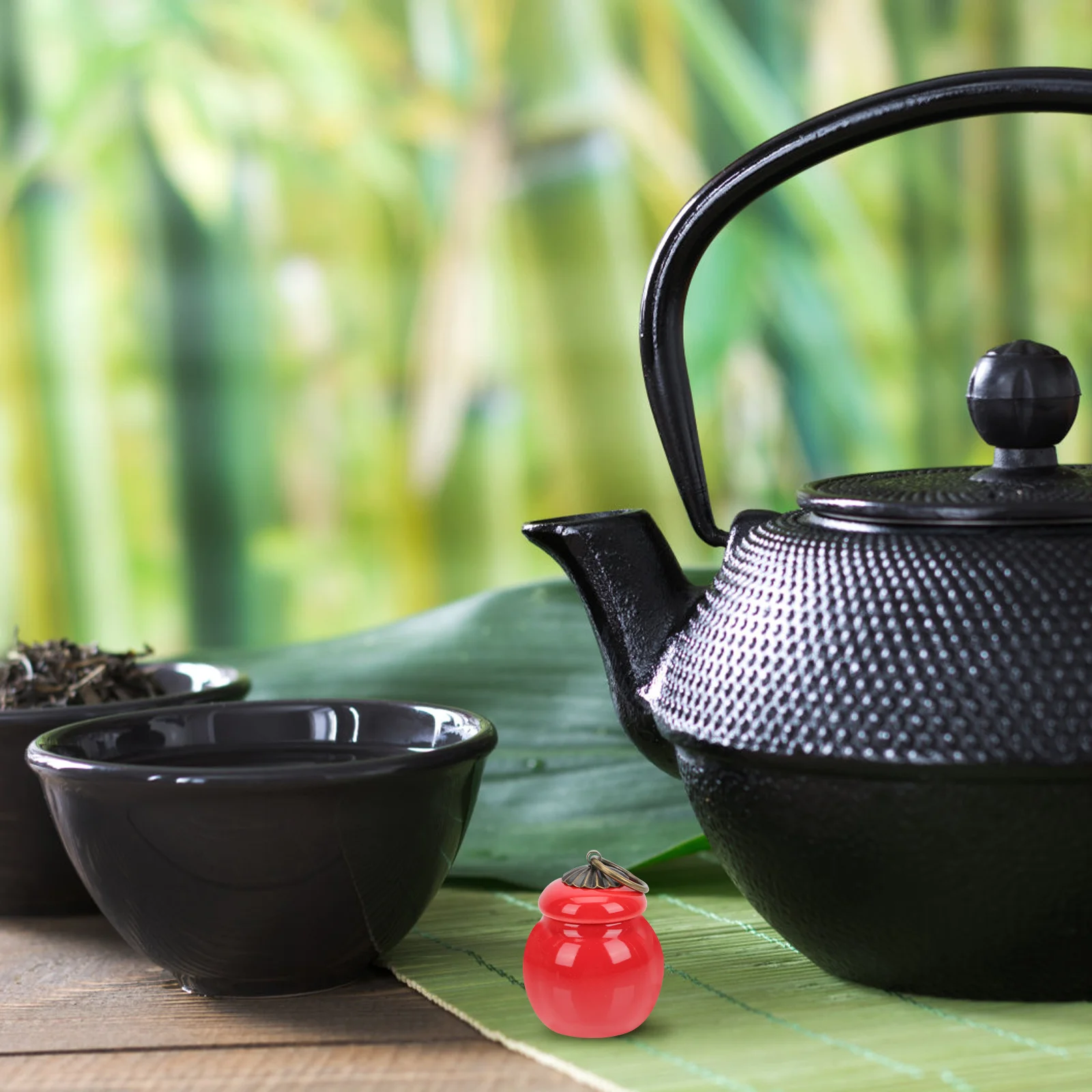 

4Pcs Decorative Ceramic Tea Jars Vintage Storage Tanks for Tea Balm Powder Desktop Organizer Travel Business Trip Essential