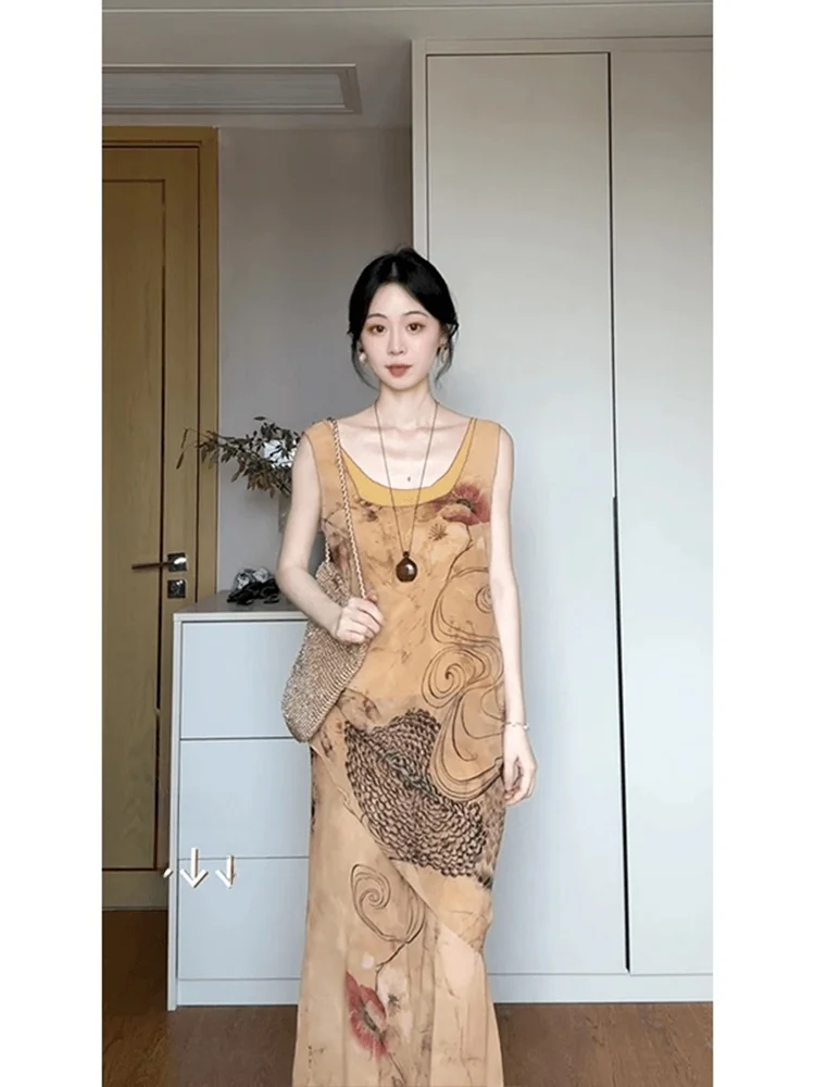 Nowa chińska bluzka damska z kwiatowym wzorem, na ramiączkach, letni hit, stringi, długa bluzka.