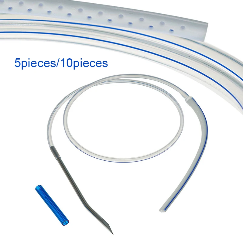 5PCS/10PCS Medical Grade Silicone Perforated Flat Drain Tube With Or Without Trocar Sterilize 7mm/10mm Veterinary Equipment