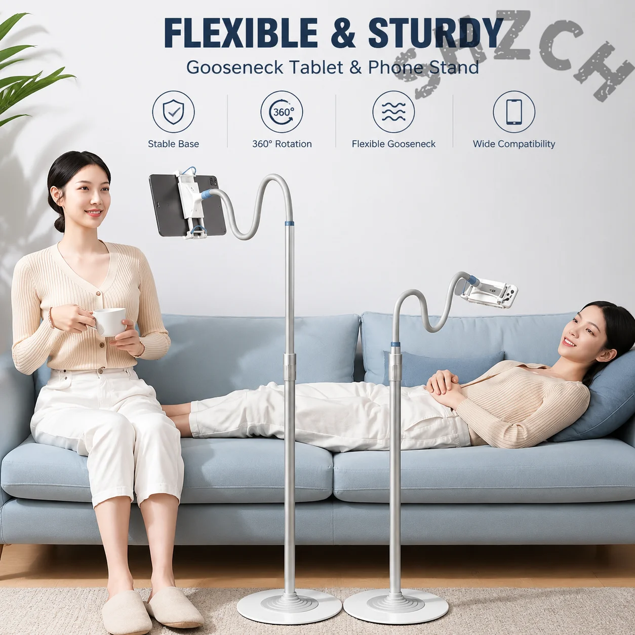Adjustable Overhead Mobile Holder for Live Streaming, Piano Practice, Art Drawing, and Bedside Use