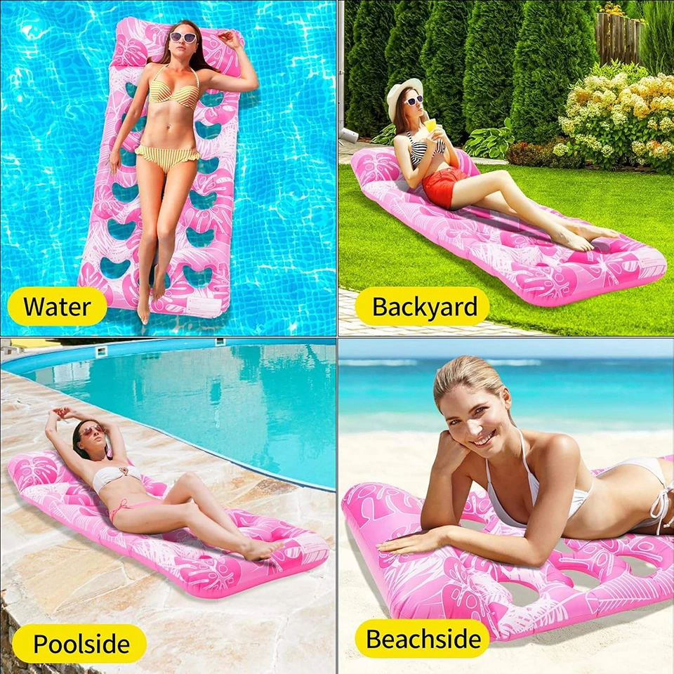 PVC Aufblasbare Schwimminsel für Erwachsene, 180*90CM Lange Hohlluftmatratze für Wasser, Schwimmbad, Strand & See, Entspannungs-Schwimmbett FY-3 – Detail 3
