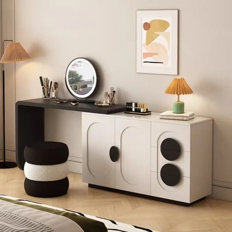 

Italian minimalist makeup dresser storage cabinet integrated cream style bedroom modern minimalist designer makeup table