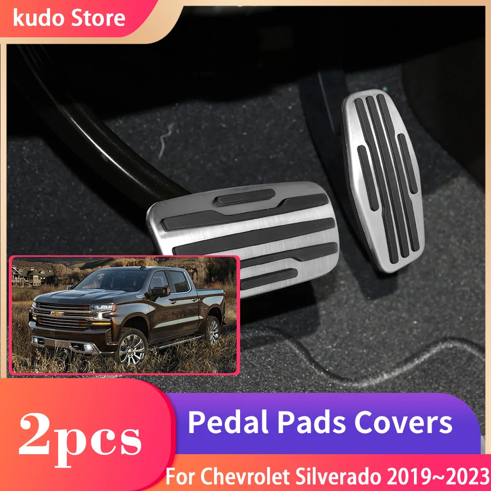 Car Foot Pedals for Chevrolet Silverado MD 2019~2023 Fuel Brake Accelerator Pads No Drilling Alloy Tray Interior Parts Acessorie