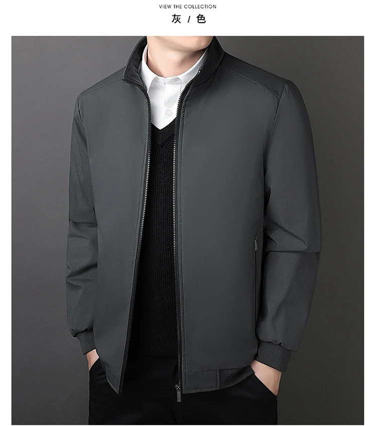 Oversize Fleece Lined Cotton Jacket Men Autumn Winter Thick Warm Business Stand Collar Coat For Middle Aged Fathers Daily Formal