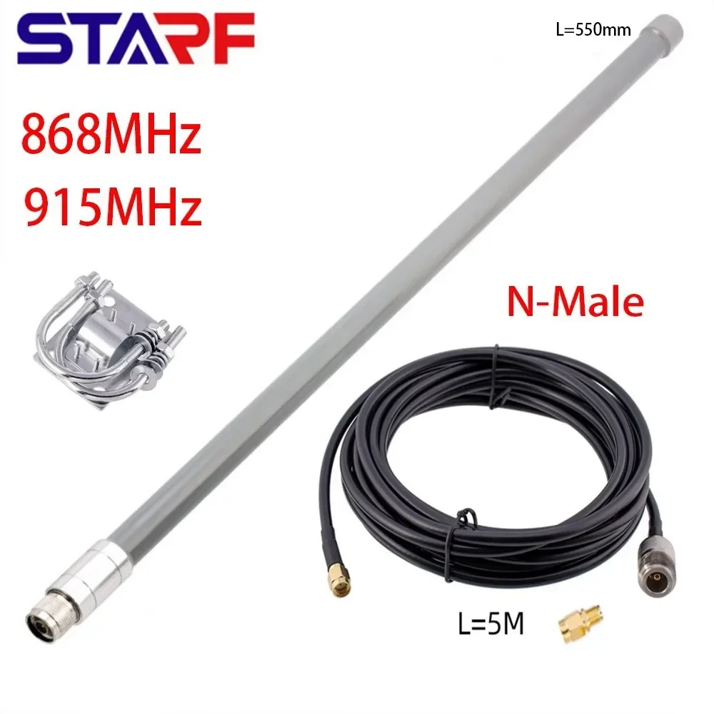 Starf 868mhz 12dbi 915mhz Optimizado Sintonizado Helio Mineiro Antena de Fibra de Vidro 868 Mhz Antena N-macho 550 mm Kit de Antena de Fibra de Vidro