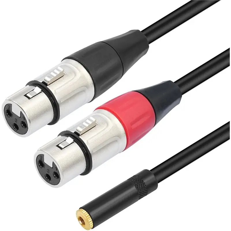 PHILE-3.5Mm Dual XLR To 1/8 Female Adapter 1/8 Inch To Dual XLR Male Stereo Cable For Stereo Mic To L & R Audio Track
