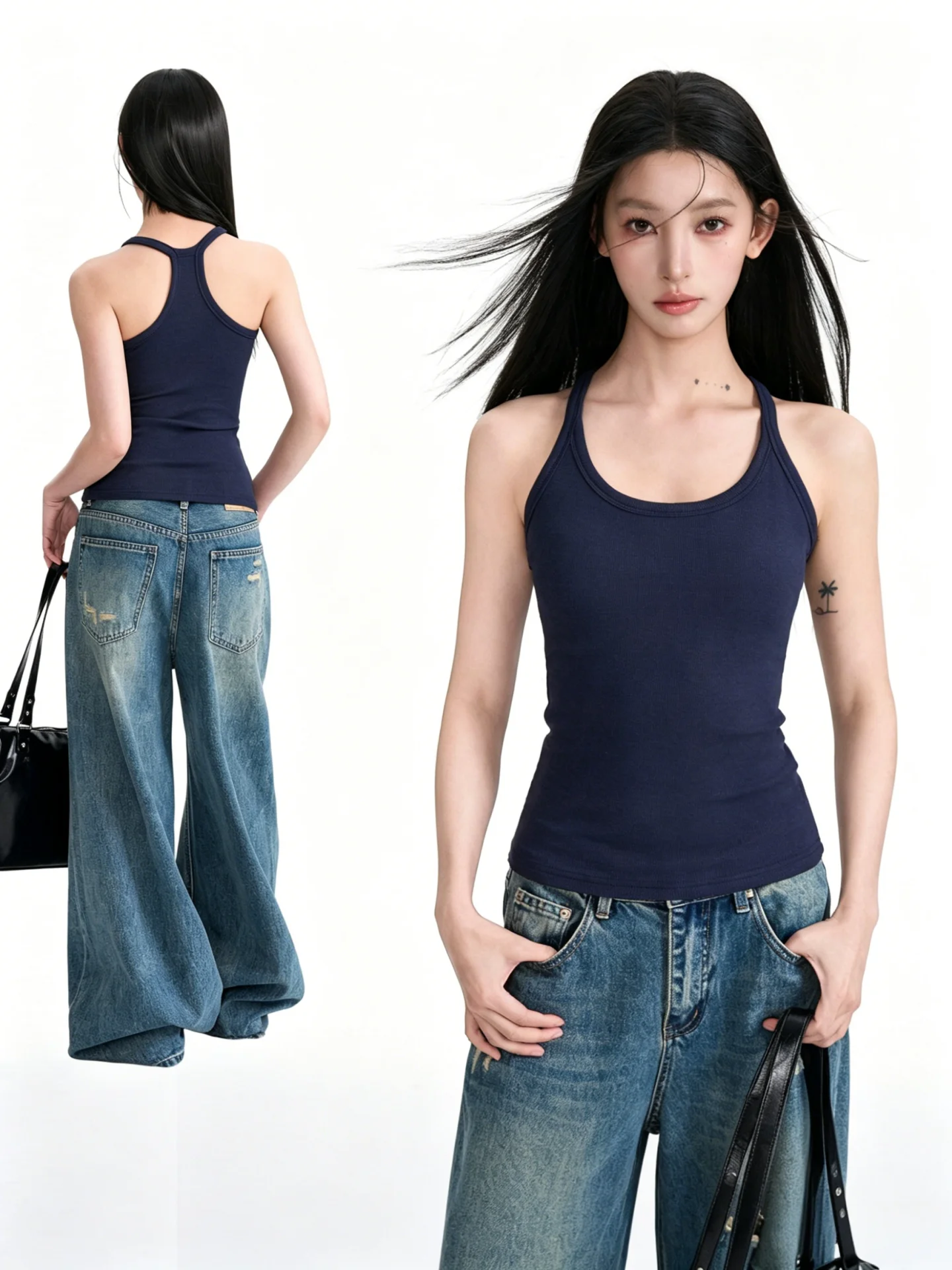 

Spring Summer Women's Tank Top with Chest Pad Large Size Sleeveless Inner Wear Outer Wear Base Layer Beautiful Back
