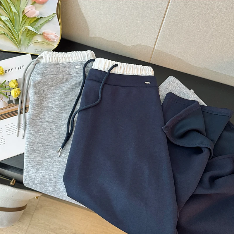 

Женские простые повседневные полуюбки в корейском стиле, однотонная прямая юбка в стиле ретро, женские осенние юбки с завязками и высокой талией