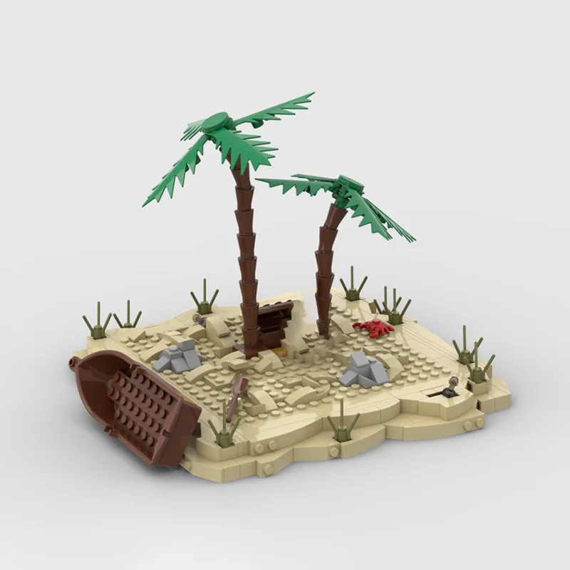 Piraten Modell Moc Bausteine Eine einsame Insel - Piratenmodell Technologie Ziegel DIY Montage Urlaub Konstruktion Spielzeug Geschenke