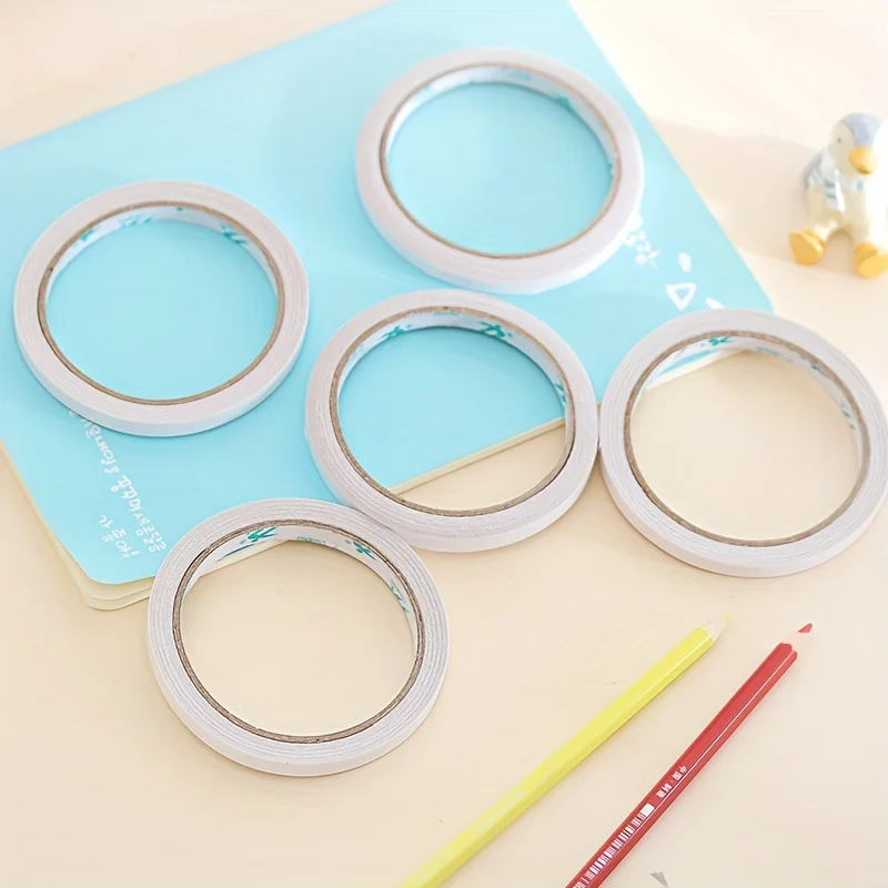 5 Rollen doppelseitiges Klebeband, doppelseitiges Klebeband für den Visitenkartendruckprozess, Scrapbook-DIY-Bastelarbeiten und Bürobedarf