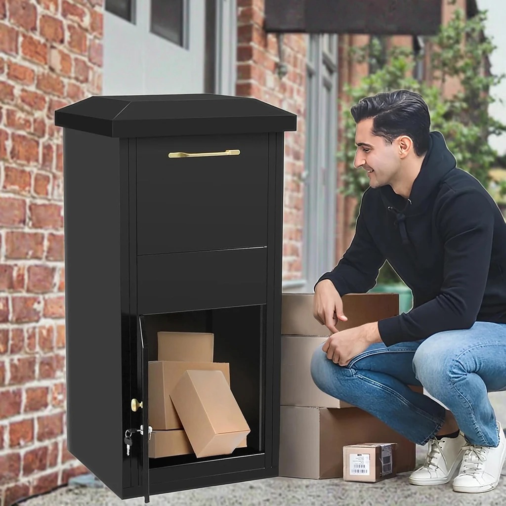 Anti-theft Waterproof Metal Parcel Box Modern Parcel Drop Box for Apartment Outdoor Garden Post Delivery Vintage