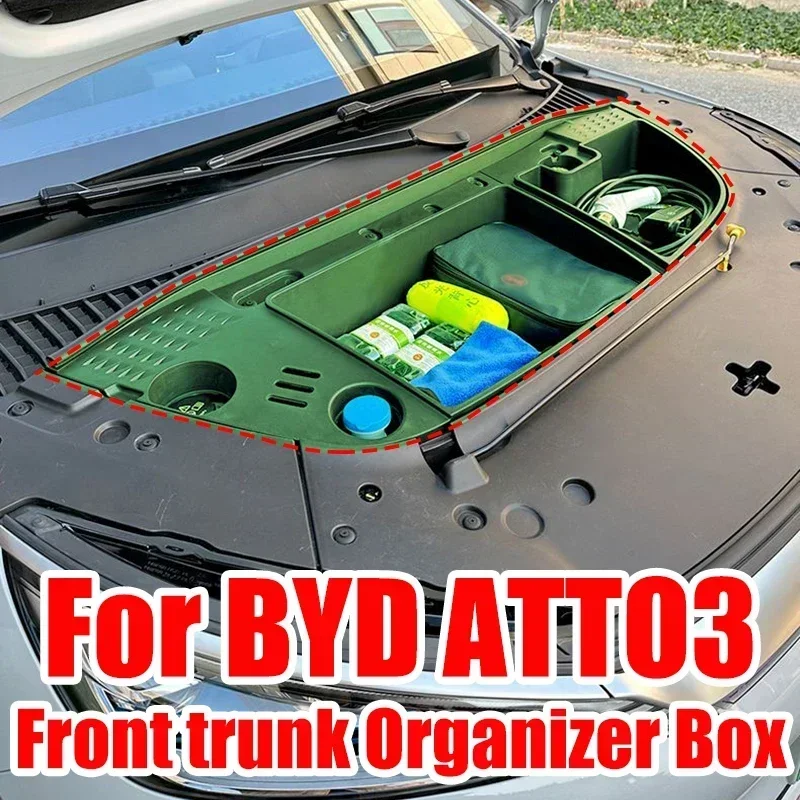 Per BYD ATTO3 EV Car Front Trunk Organizer Box Left timone Engine Room Storage Box accessorio Atto3 di grande capacità