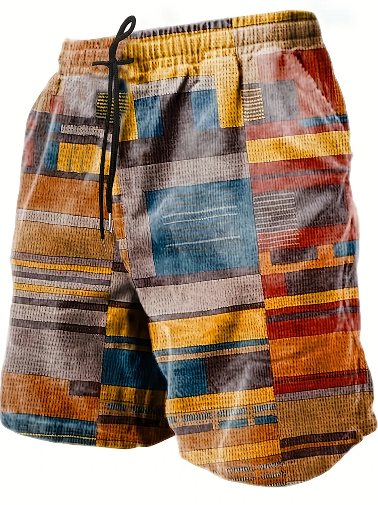 

Новые мужские шорты для пляжного серфинга в стиле ретро с 3D-принтом и цветными блоками, водонепроницаемые и быстросохнущие.