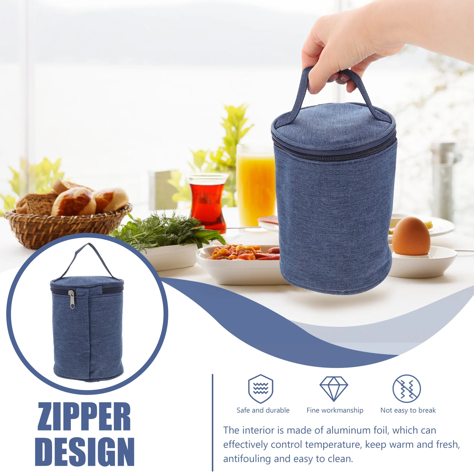 

Strong Bearing Capacity Breakfast Cup Bag Portable Food Insulated Container for Home Office Outdoor Camping Picnic Beach Travel
