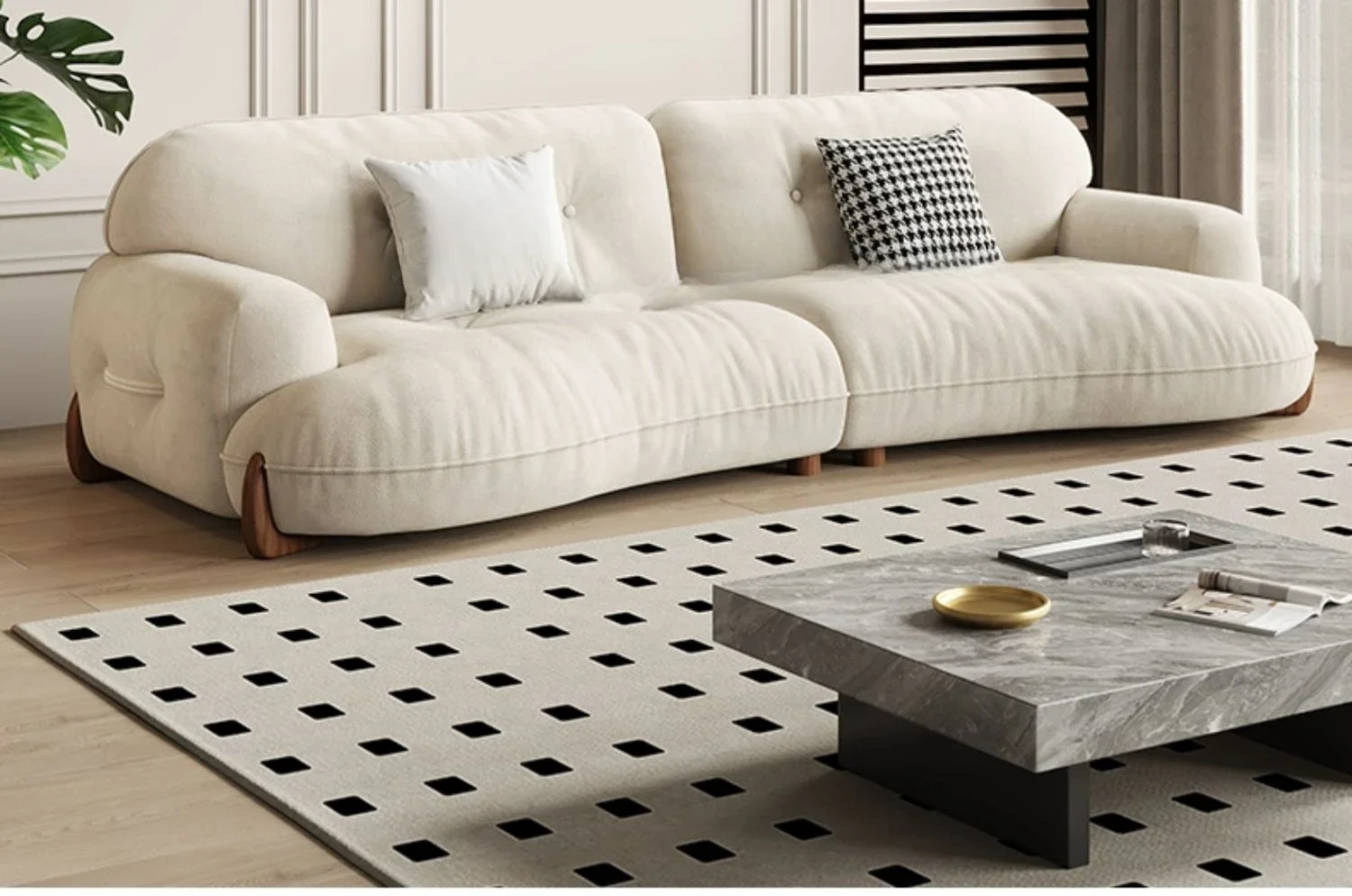 

Faux Leather Cream Style Sofa Light Luxury Modern Simple Small Apartment Living Room Cat Scratching Cloth Straight Row CloudSofa