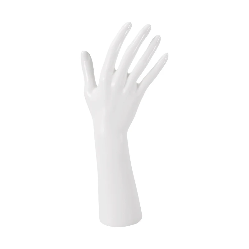 A Vinyl PVC Female Hand Mannequin with Arm Women Right Hand Standing Model Jewelry Ring Glove Display Prop