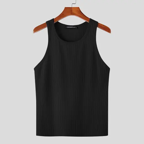 Casual Well Fitting Tops INCERUN Men's Solid Color Pinstripe Sleeveless Vests Streetwear Sports All-match Loose Waistcoat S-5XL - Image 7