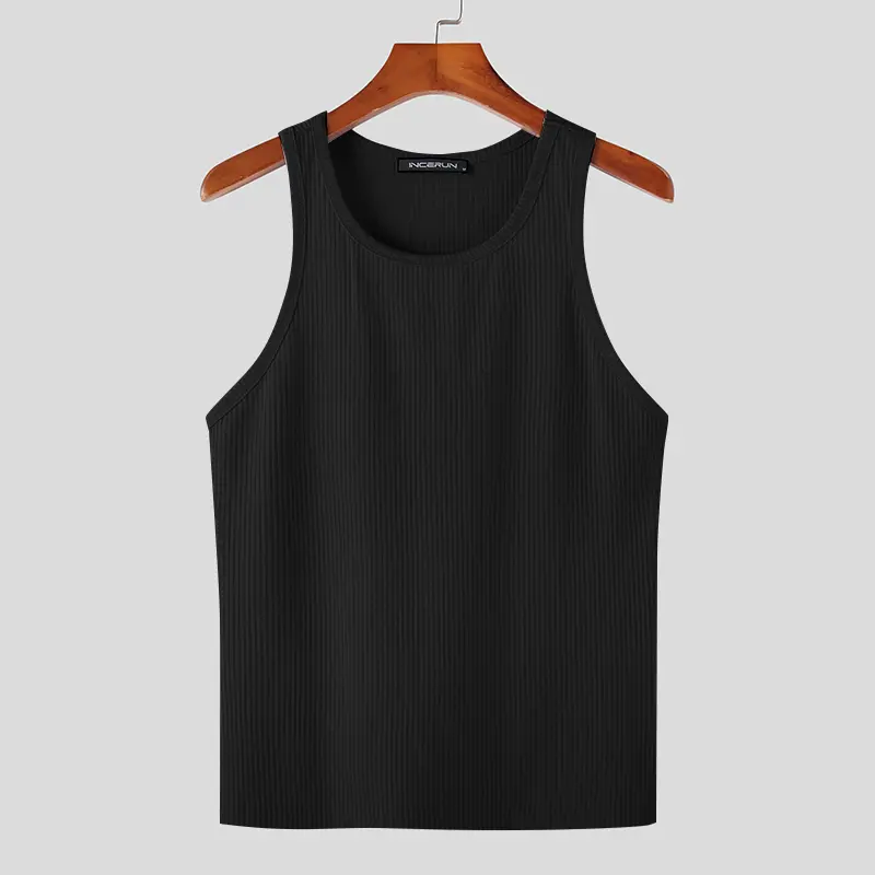 Casual Well Fitting Tops INCERUN Men's Solid Color Pinstripe Sleeveless Vests Streetwear Sports All-match Loose Waistcoat S-5XL - Image 7