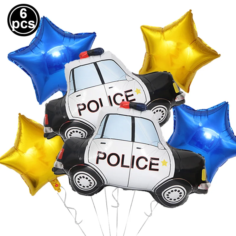 Police Themed Party Police Silicone Bracelet Police Banners Police Car Foil Balloons Latex Balloons For Boys Birthday Decoration