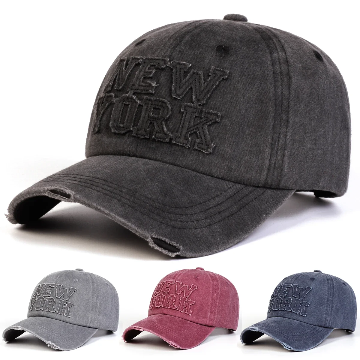 Unisex NEW YORK Stickers Embroidery Wash Baseball Caps Spring Autumn Outdoor Adjustable Casual Hats Sunscreen Hat Sports Cap