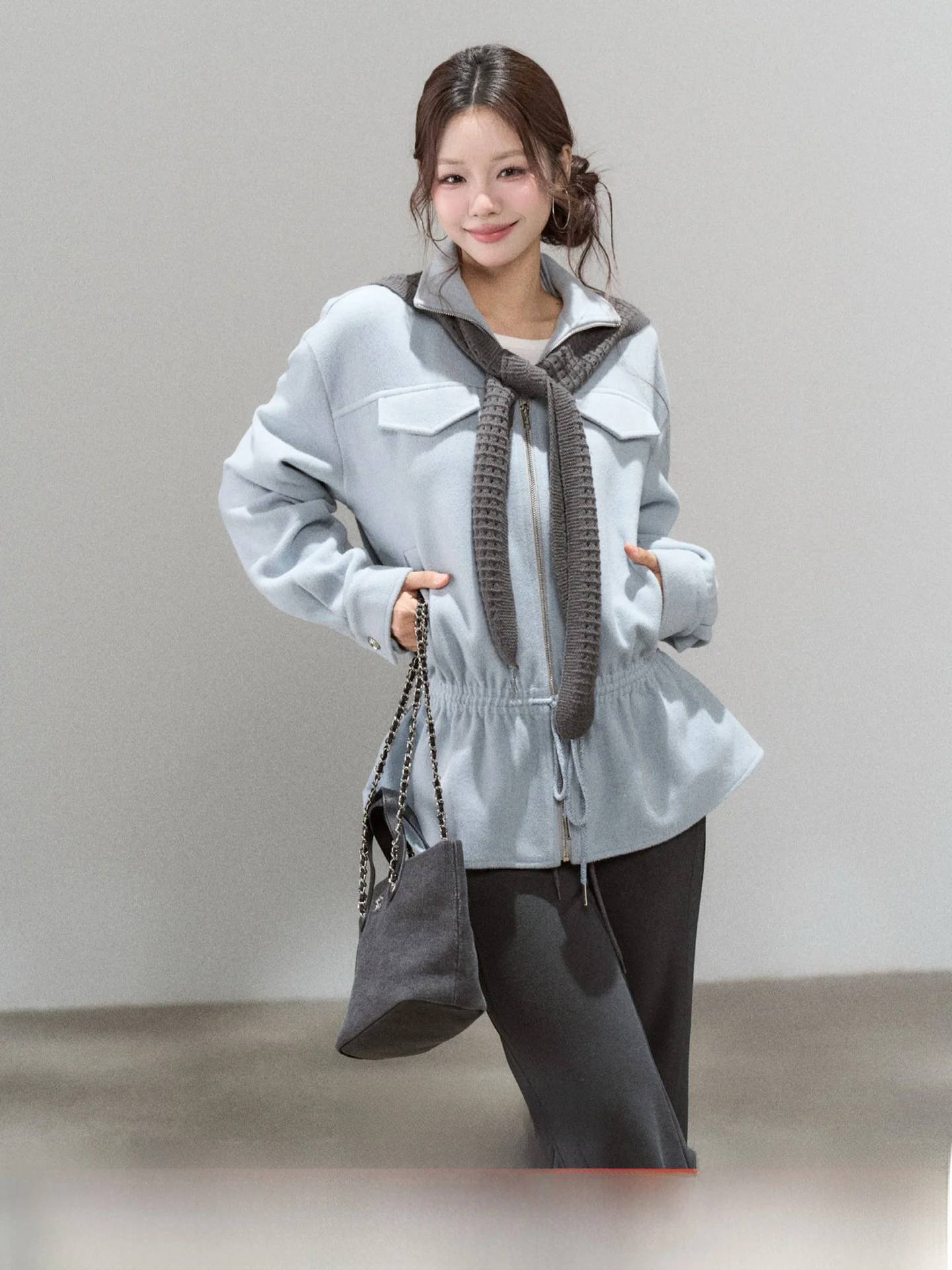 

Модная женская верхняя одежда в корейском стиле: зимнее пальто Ele Personali Long Sve с молнией, цвет Berry Small Wildberry