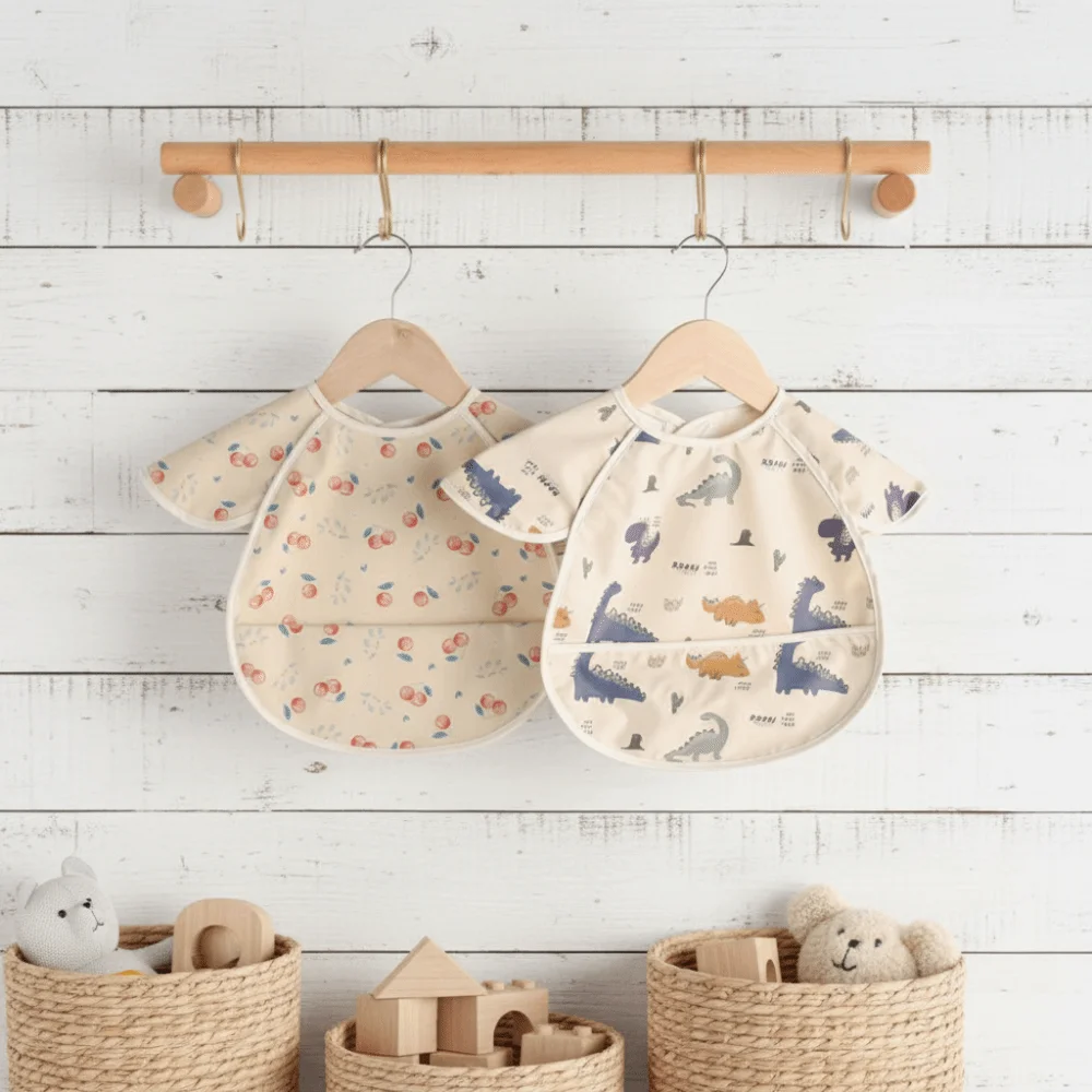 مريلة أطفال لطيفة مقاومة للماء ناعمة بأكمام قصيرة من قماش التجشؤ بدون أكمام مطبوع عليها رسوم كرتونية منتجات أطفال #2