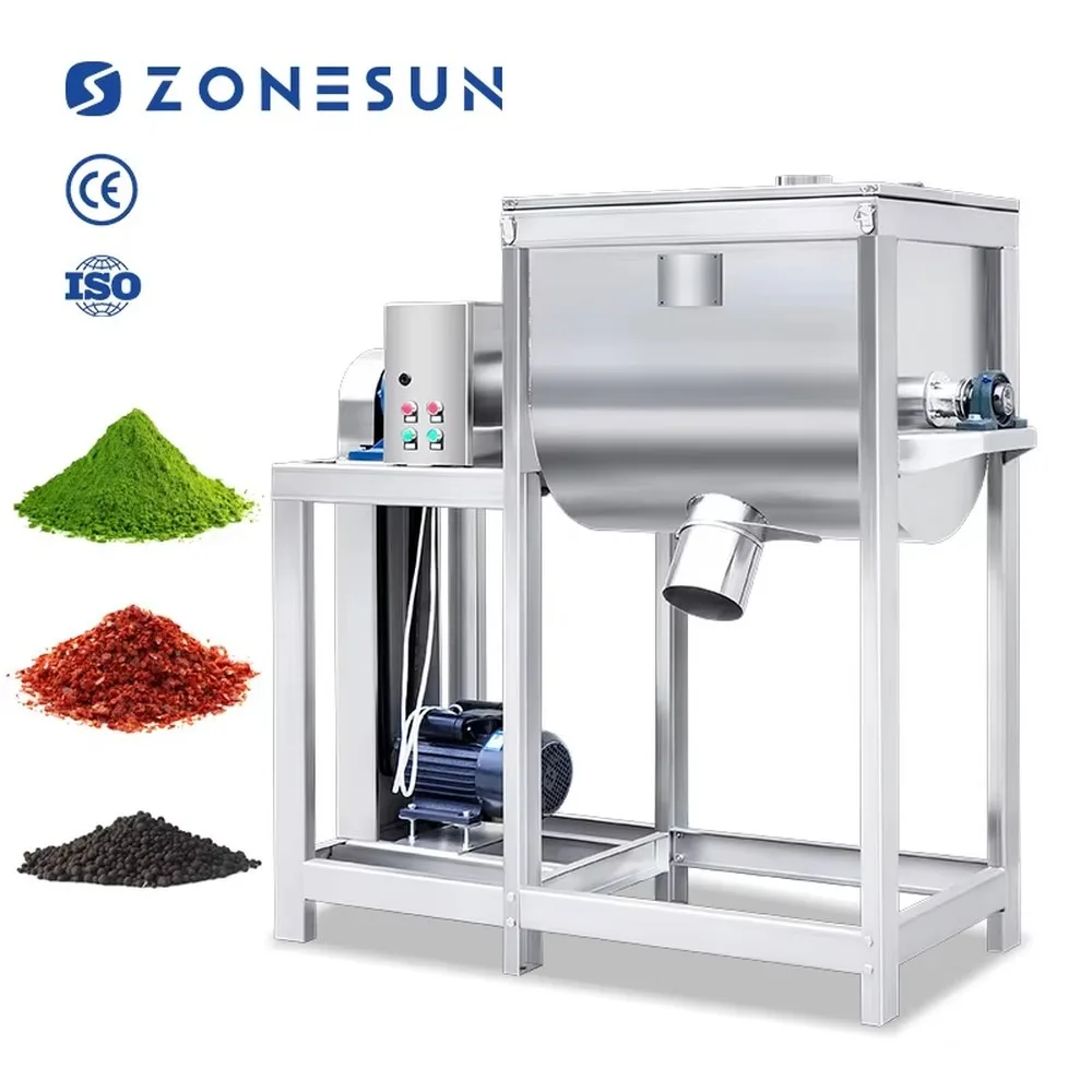 ZONESUN ZS-BM200 Horizontal Ribbon Blender Dry Powder Mixing Machine for Food Detergent Nail Washing Industrial Mixer