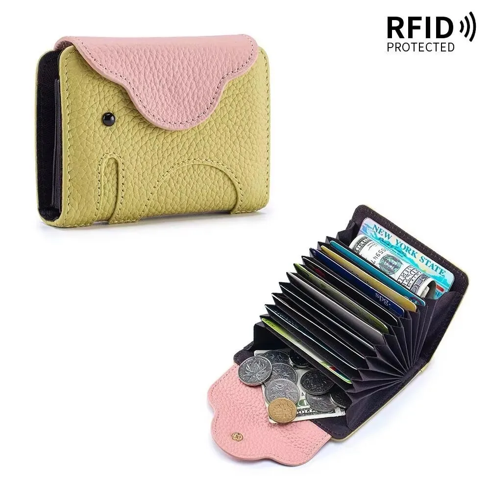 Woman Caed Wallet Cute Elephant Multi-card Slot Card Holder ID Card Storage Bag Woman Purse Genuine Leather Wallet Lady Purse