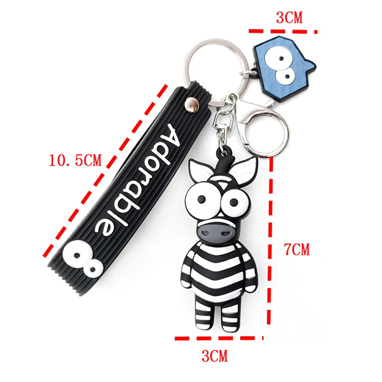 Novelty Ugly Big Eyes Funny Soft TPU Silicone Rubber Zoo Animals Pendant Strap Keychain Key Ring Holder Clip