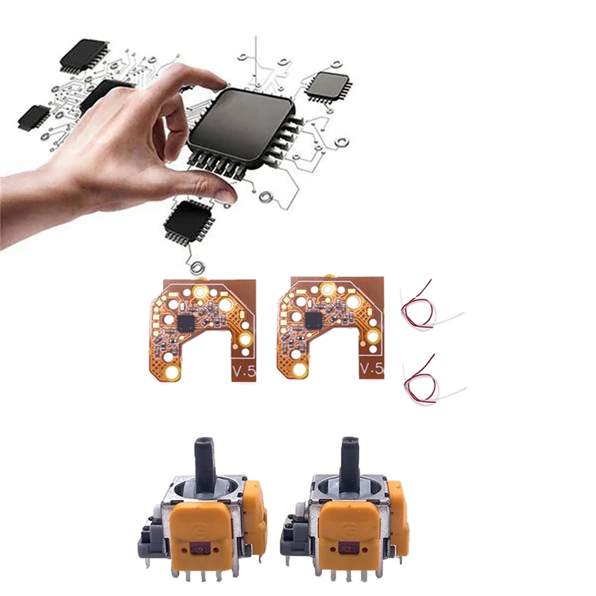 AA88 2PCS Hall Joystick+Calibration Board for PS5 Gamepad Hall Effect & Hall Joystick Center/Outer Ring Calibration
