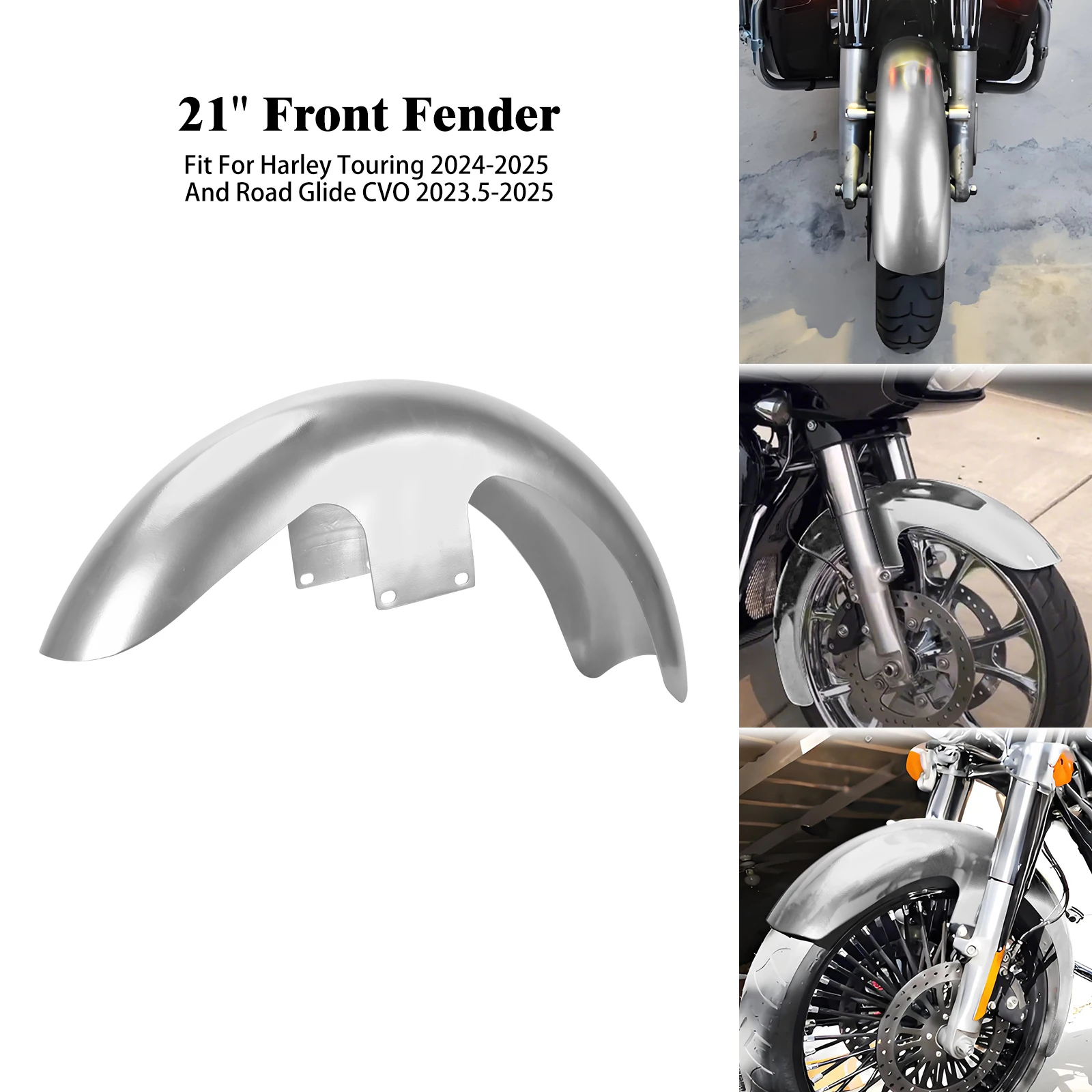 

Motorcycle 21" Front Fender Unpainted Wheel Wrap Iron Mudguard For Harley Touring Electra Road Street Glide Limited CVO 2024-Up