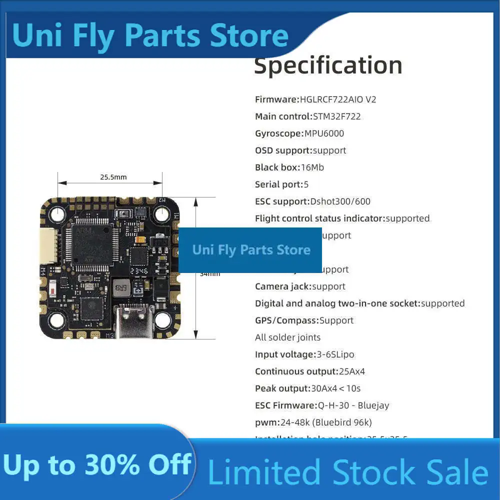 HGLRC Specter 25A  Flight Controller ELRS 2-4S for FPV Freestyle Drone