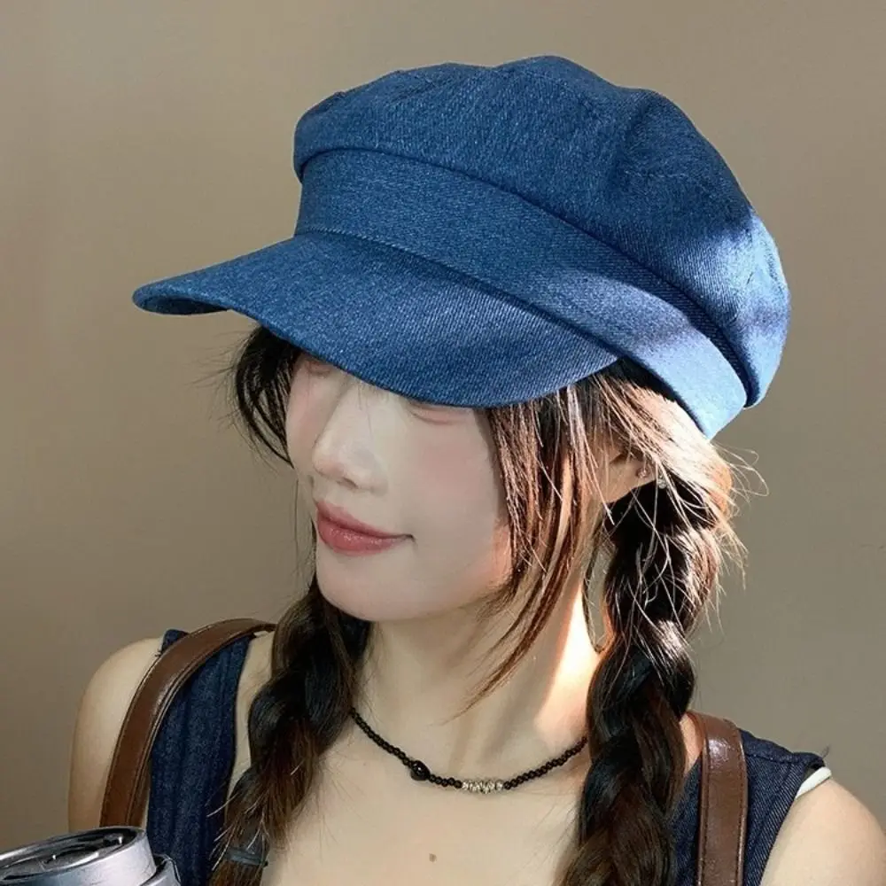 الرجعية خمر الدنيم القبعات موزع الصحف الترفيه مثمنة قبعة شقة المرأة بلغت ذروتها القبعات في الهواء الطلق #2