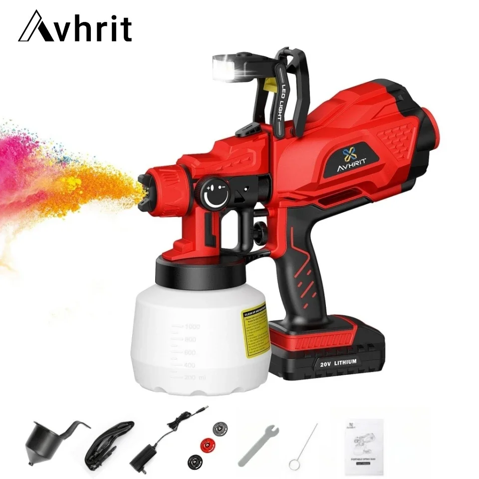 

1200ML Automotive Paint Spray Gun Cordless Electric Ink Paint Sprayer Steel Coating Air Compressor Professional Painting Guns