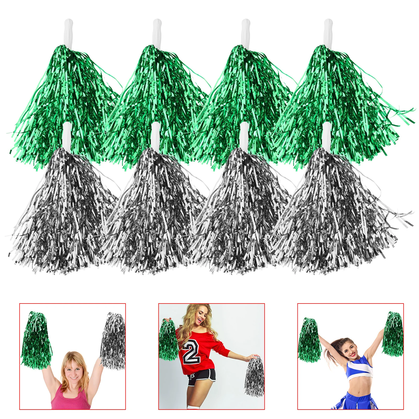 

24Pcs Spirited Pompoms Durable Reusable Cheerleading Poms for Dance Party Cheerleaders Accessories