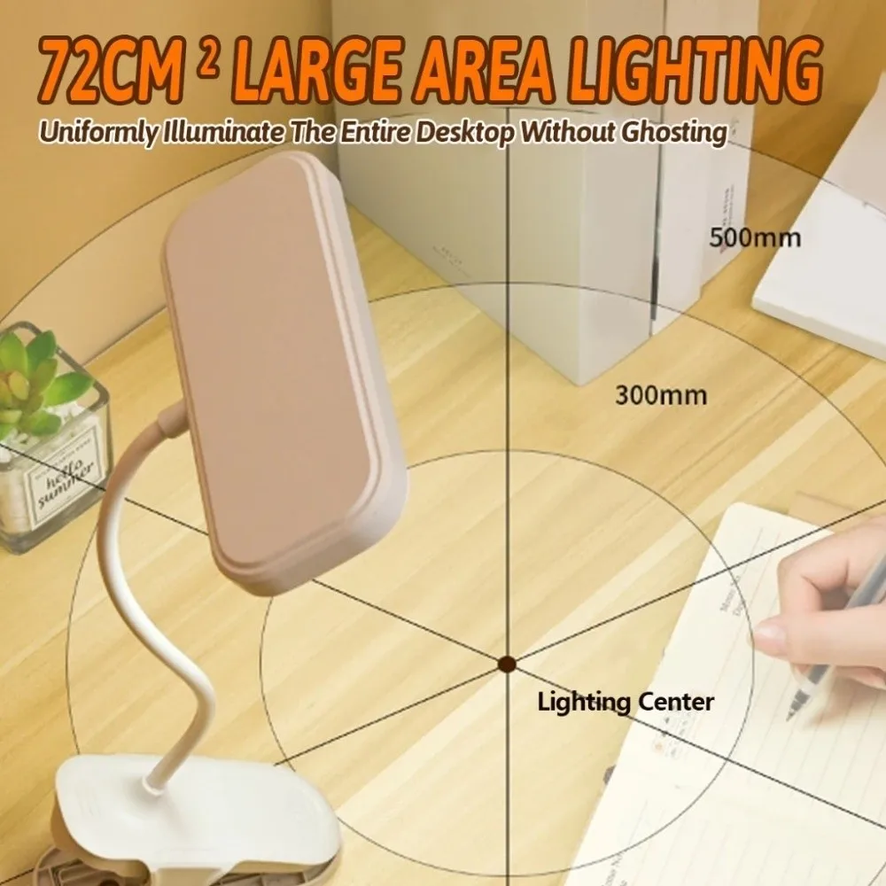Lámpara de escritorio con abrazadera LED de 3 colores, protección ocular con atenuación táctil, luces LED con Clip para libros, abrazadera Flexible de bajo consumo, luz nocturna
