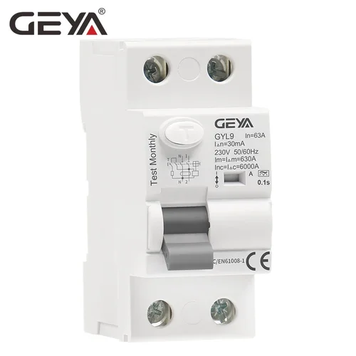Imagen 2 del producto GEYA GYL9 Un tipo RCD disyuntor de fuga a tierra AC ELCB 2 polos 40A 63A 30mA 100mA 300mA RCD RCCB