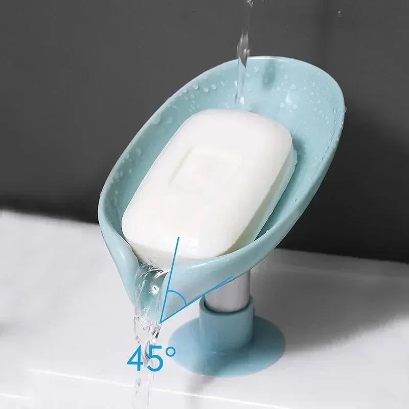 1pcs New Drain Soap Holder Leaf Shape Soap Box Suction Cup Tray Drying Rack for Baby Bath Shower Organizers Bathroom Accessories