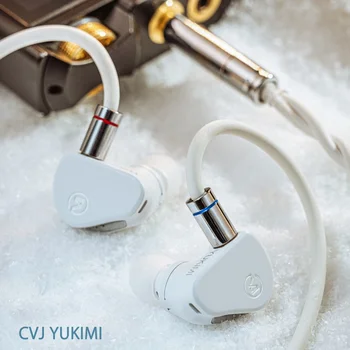 Angelears x Cvj YUKIMI 차세대 다이나믹 드라이버 IEM Hi-Fi I 이어폰, 하이 스펙 실버 도금, 2 인 1 케이블 포함, 10mm