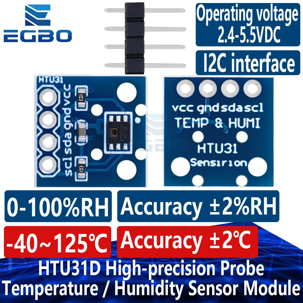 1~5PCS EGBO HTU31D Temperature And Humidity Sensor Module High-precision Probe HTU21D Upgrade Version HTU31 For Arduino