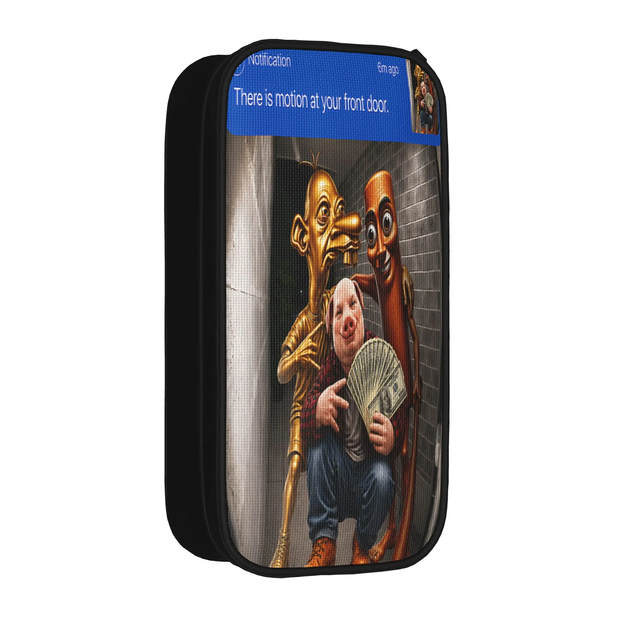 There is Motion Your Front Door Tung Sahur John Pork Neegy Pencil Case  Double Layer Pencil Pouch Portable School Pencil Cases
