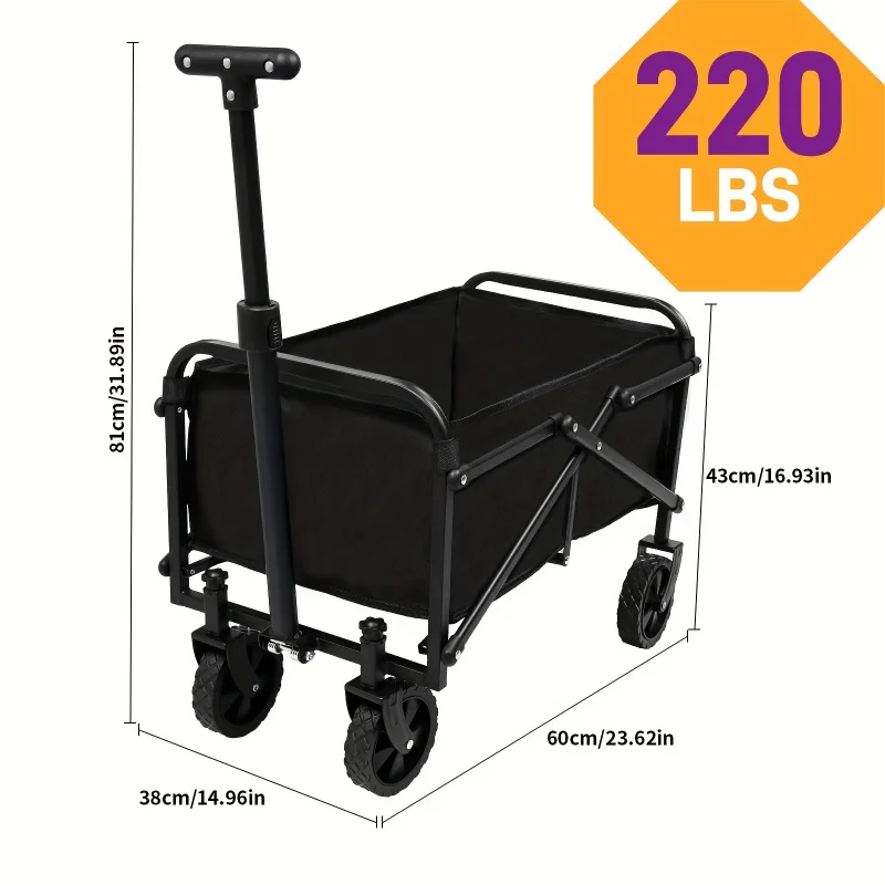 Custom.450/330/260/220LBS Collapsible Foldable Wagon Cart, Heavy Duty Utility Garden Cart With All-Terrain Wheels Beach, Law