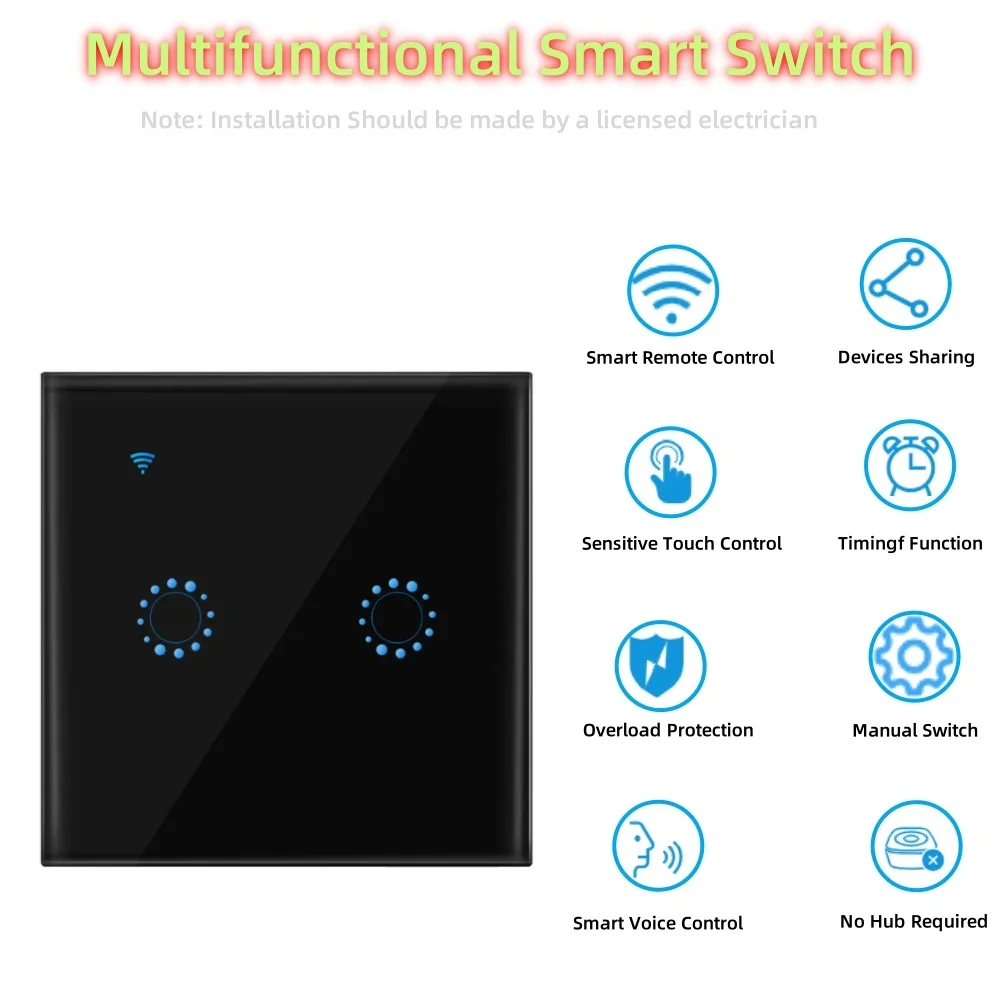 2 Gang Touch Light Smart Light Switch Google Home interrupteur wifi mini smart switch smart house contactos inteligentes wifi