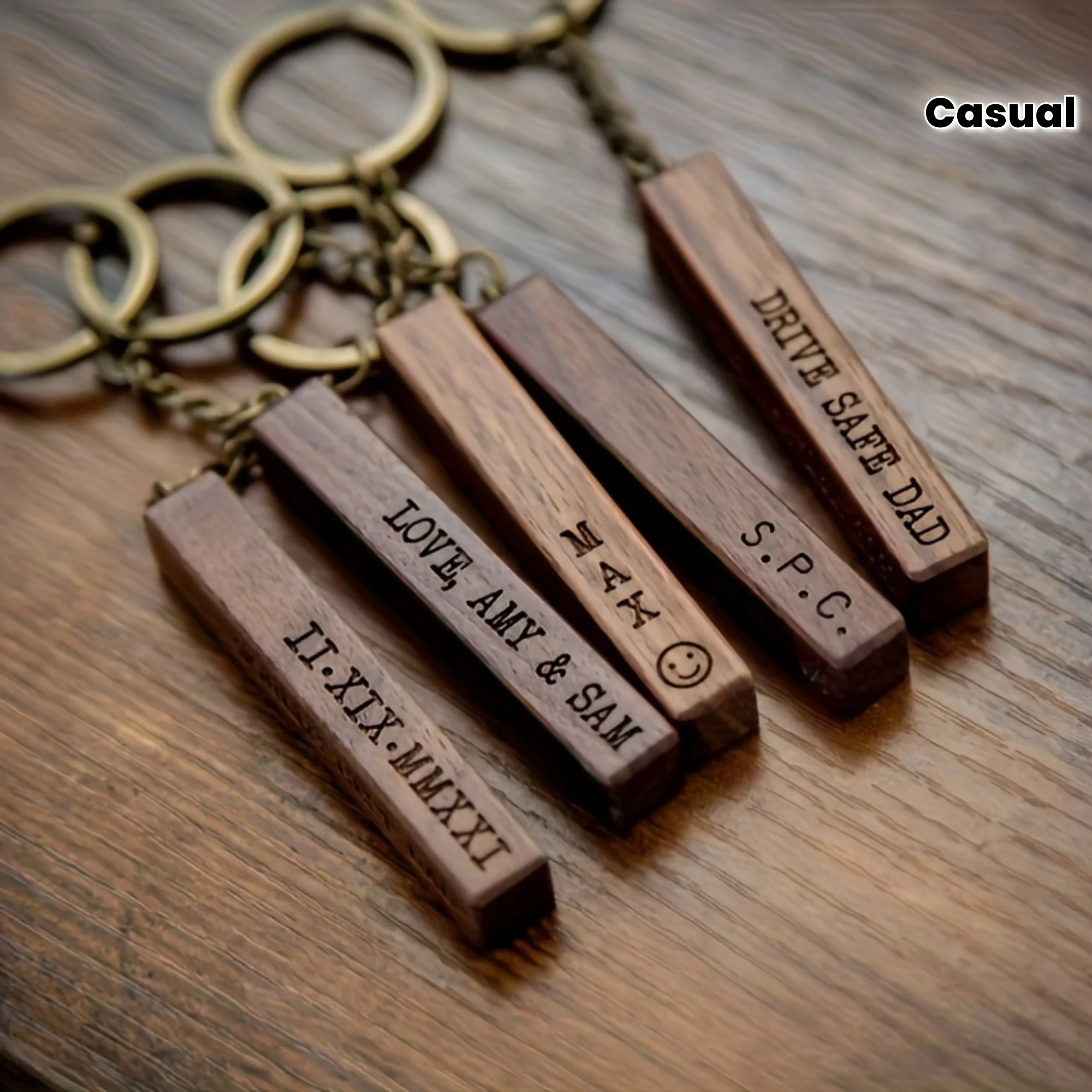 1pc Men's Customized Casual Wooden Keychain